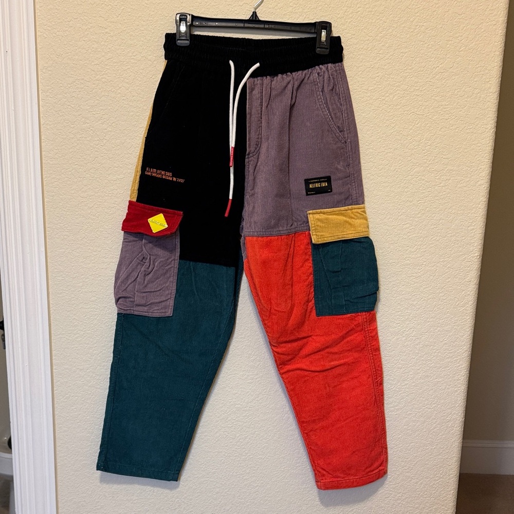 Colorful Corduroy Patchwork Men's Pants - Picture 2 of 3